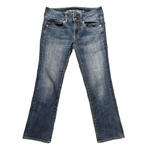 American Eagle Outfitters Artist Crop Super Stretch Blue Denim Jeans 6 Regular